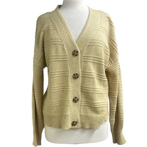 Cupcakes & Cashmere yellow heathered cardigan sweater large